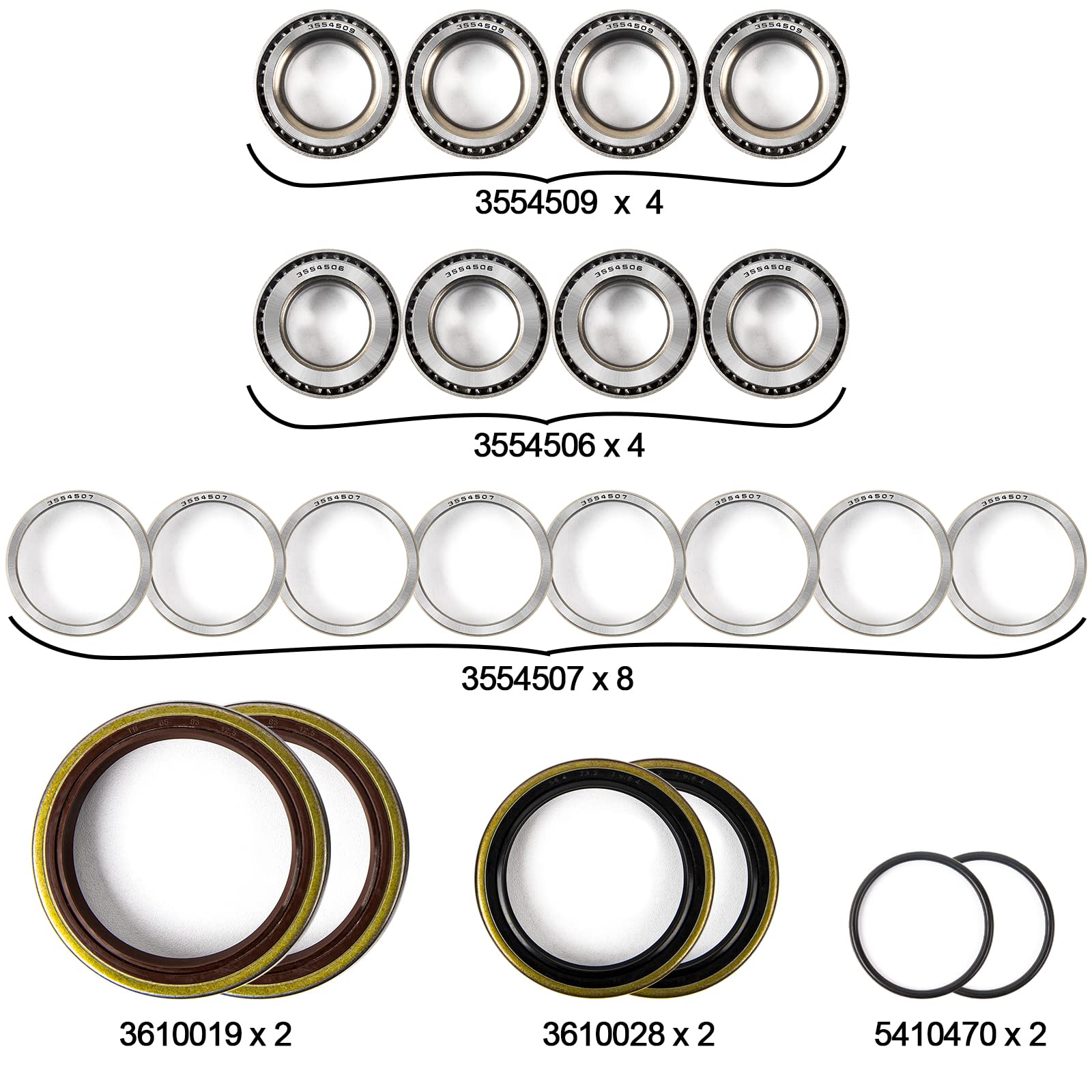 Front Wheel Hub, Bearing & Seals Kit For Polaris Scrambler 400/500 4x4 ATV - 2-Piece Set With Clutch