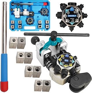 Professional Brake Line Flaring Tool Kit for 45 & 37 Degree Single, Double and Bubble Flares, 3/16", 1/4", 5/16", 3/8" and 4.75mm Steel Copper Metal Tubing