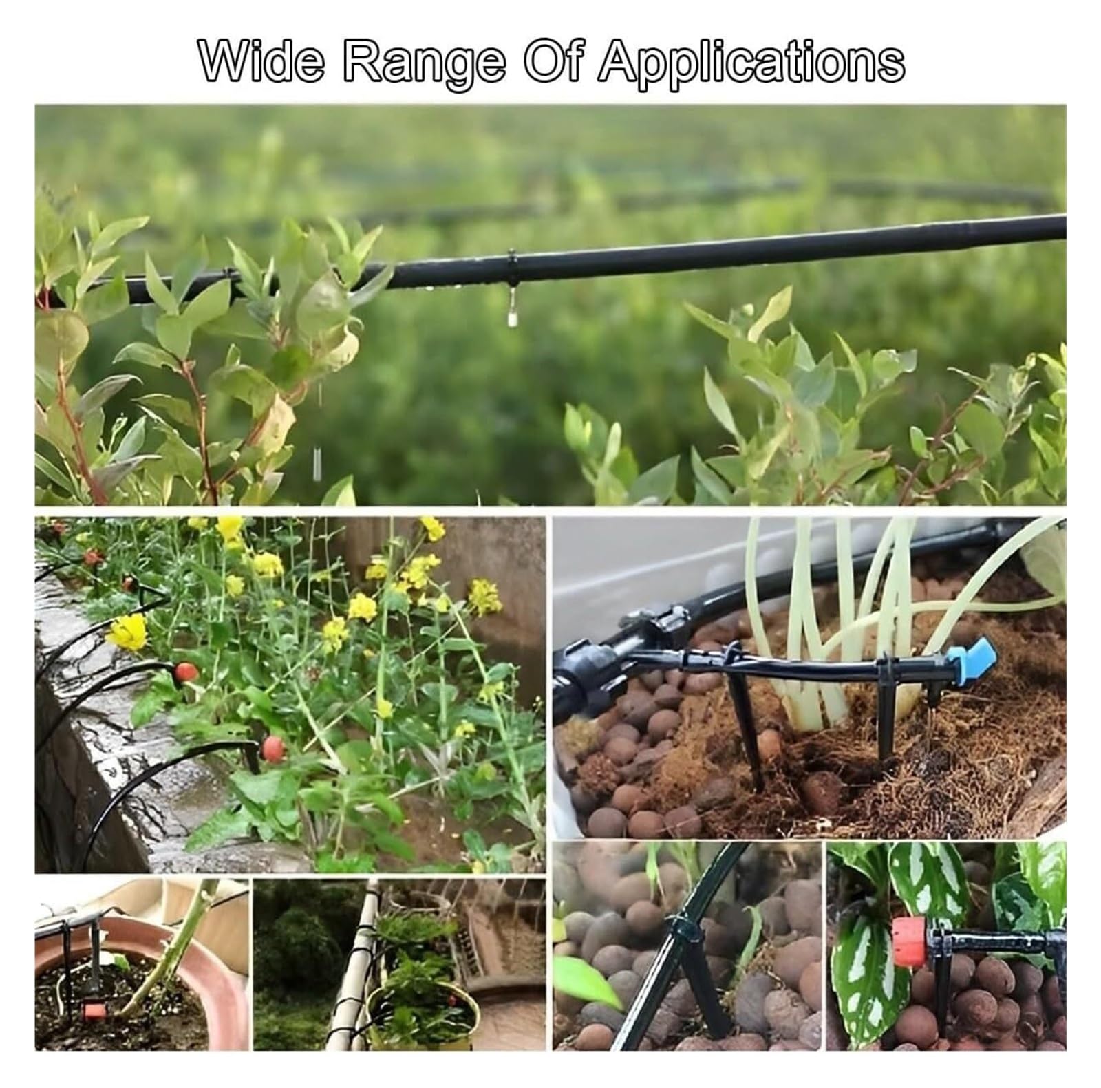 Tubo de microirrigación 4-6 mm, manguera distribución PE negra for jardín | Rollo de línea de riego por goteo, varios tamaños, tubo flexible resistente for parterres de flores, invernaderos(20m)