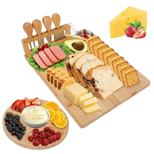TURIMON Bamboo Charcuterie Board Set - Cheese Serving Platter with