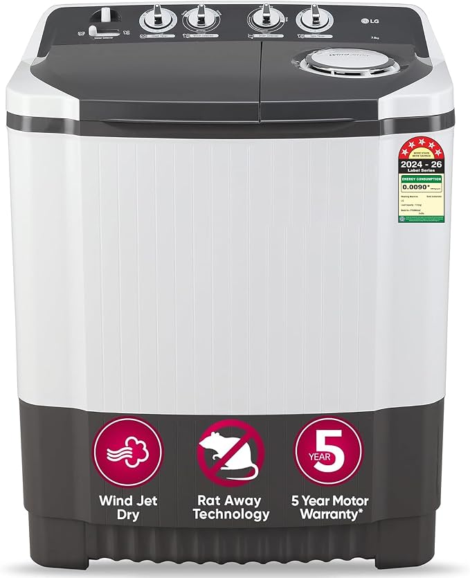 LG 7 Kg 5 Star Wind Jet Dry Semi-Automatic Top Loading Washing Machine (P7020NGAZ)