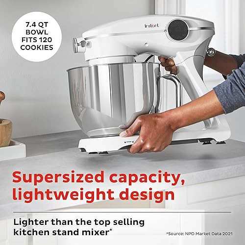 Miniatura 9 de Instant Pot Batidora de pie Pro, batidora eléctrica de 600 W de 10 velocidades con interfaz digital, cuenco de acero inoxidable de 7.4 cuartos de