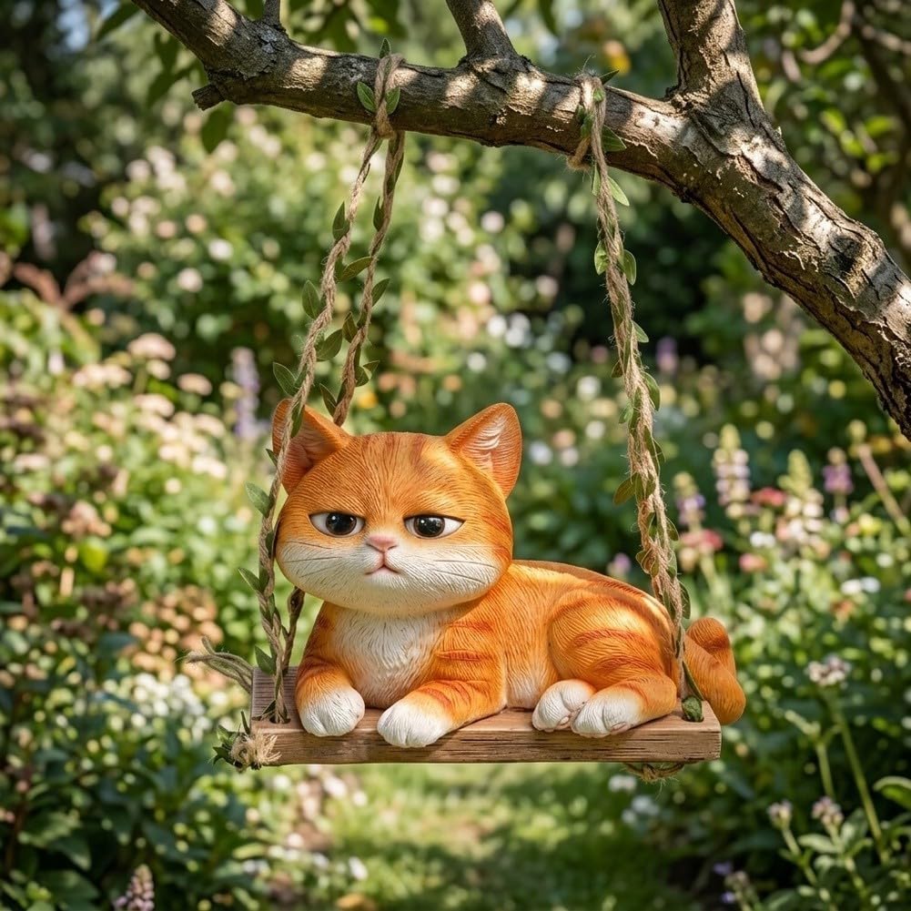 Sculpture réaliste de chat de 20 cm en résine pour l'extérieur