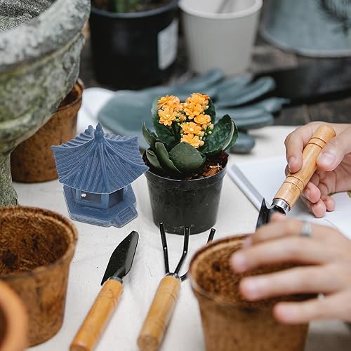 Miniatura 5 de Mini estatua de pagoda de cerámica en miniatura, decoración hexagonal de hadas, mini figuras japonesas de jardín para decoración de bonsái de jardín