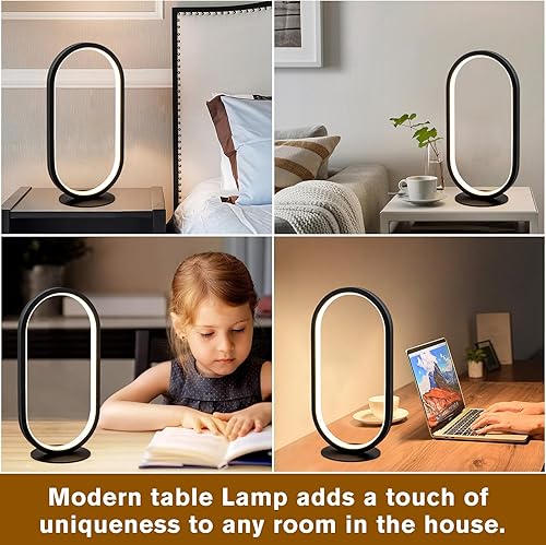 Miniatura 4 de Modernas lámparas de mesa LED, 3 modos de color y lámparas de escritorio regulables continuas para oficina en casa, lámparas de noche únicas negras