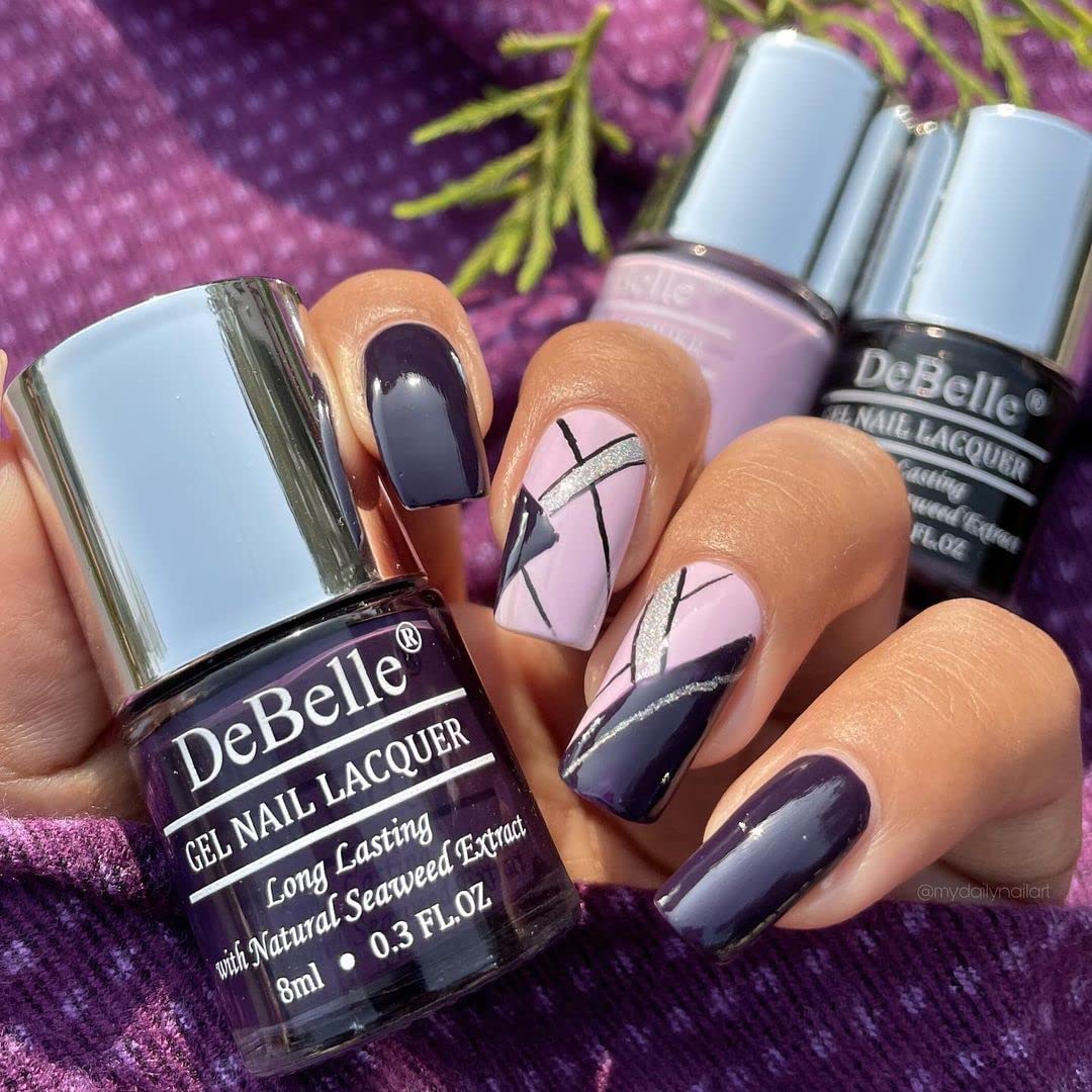 DeBelle Gel Nail Polish Pack of 2 Gift Set| Long lasting| Seaweed Enriched| Toxic & cruelty Free |Glossy Finish|16ml (Royale Viola, Galaxia) 4