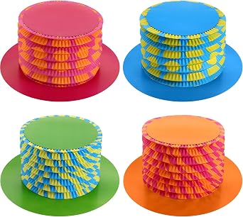 JOVITEC 8 Pcs 11.6 Inch Mad Hatter Tea Party Hats Decorations Cardboard Paper Fold Top Hats for Costume Accessory Party Supplies