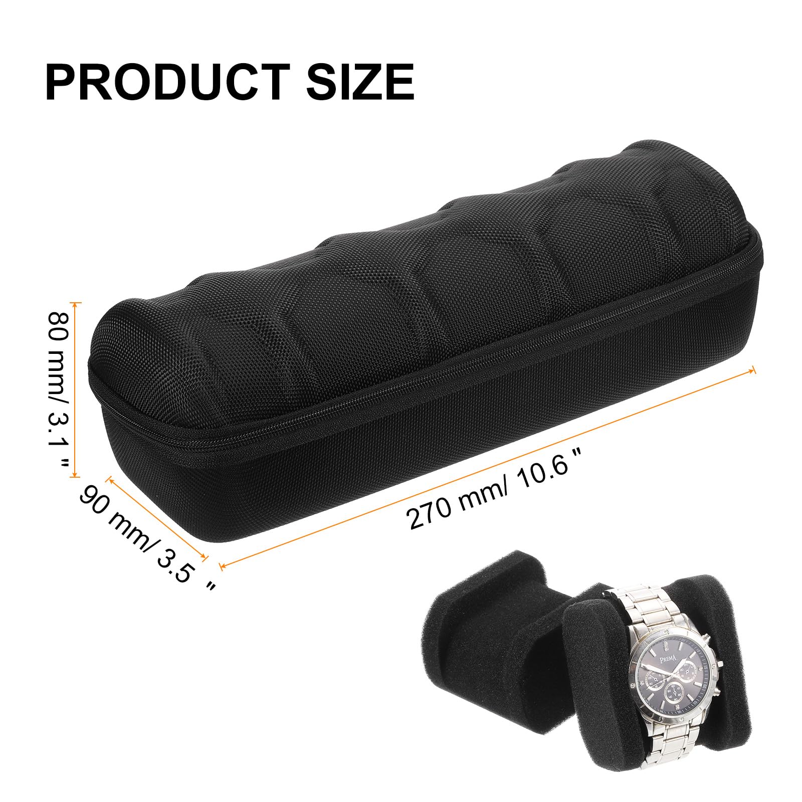 sourcing map Custodia rigida da viaggio per orologi 4 scomparti, organizer uomo donna, morbido cuscino orologi orologi intelligenti fino a 40 mm, nero