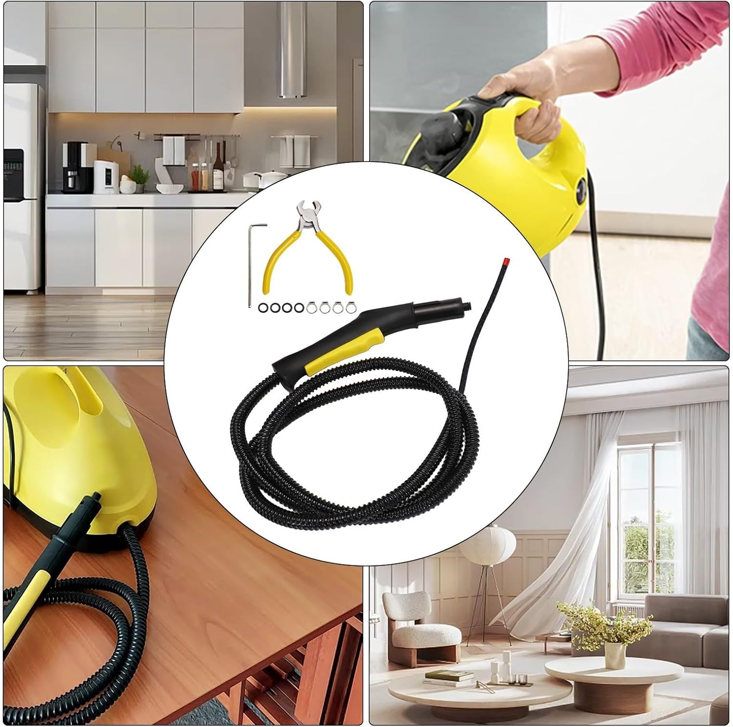 Steam Cleaner Hose Replacement Compatible With SC1 SC2 SC3 SC4 Reinforced Flexible Design Consistent Steam Flow Easy Tool-Free Installation Part 4.322-048.3 Fits Models 1 Set