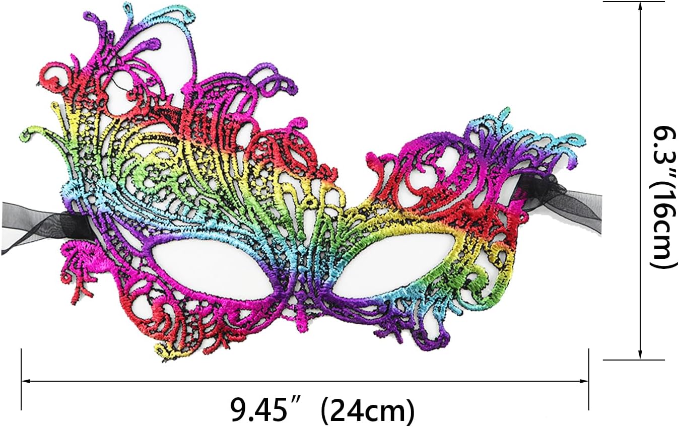 NUMJAW Mardi Gras Outfit for Women Halloween Costumes Accessories - Masquerade Mardi Gra Masks,Tassel Shawl Poncho Cloak,Earrings,long Socks - Dress up Rave Party Outfit Mardi Gras Accessories - Image 6