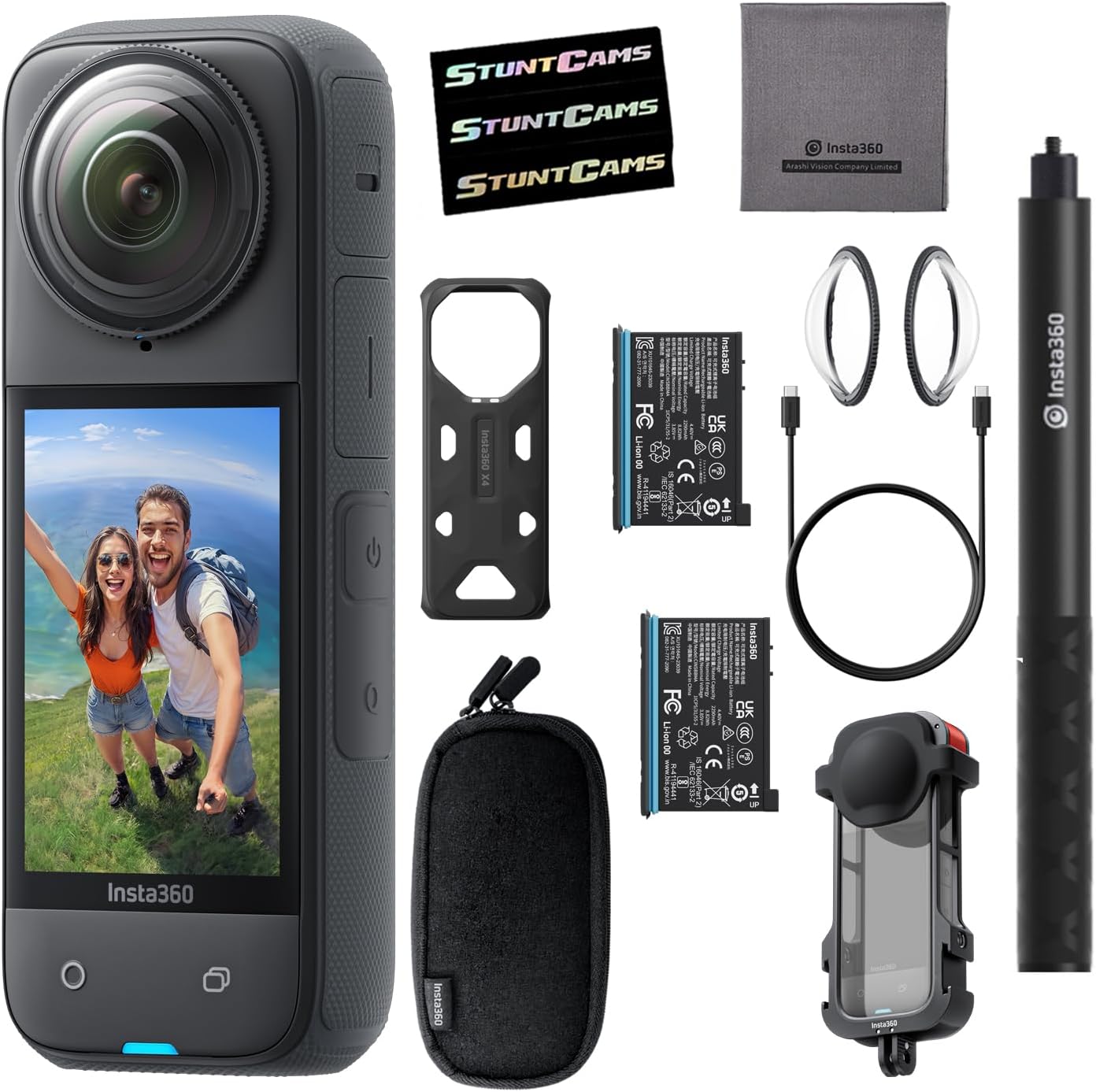 Insta360 X4 - Waterproof 8K 360 Action Helmet Camera with Utility Frame Kit, Extendable Selfie Stick and Extra Battery, 4K Wide-Angle Video, Lens Guards, Sports, Content, Travel, Outdoor Creator