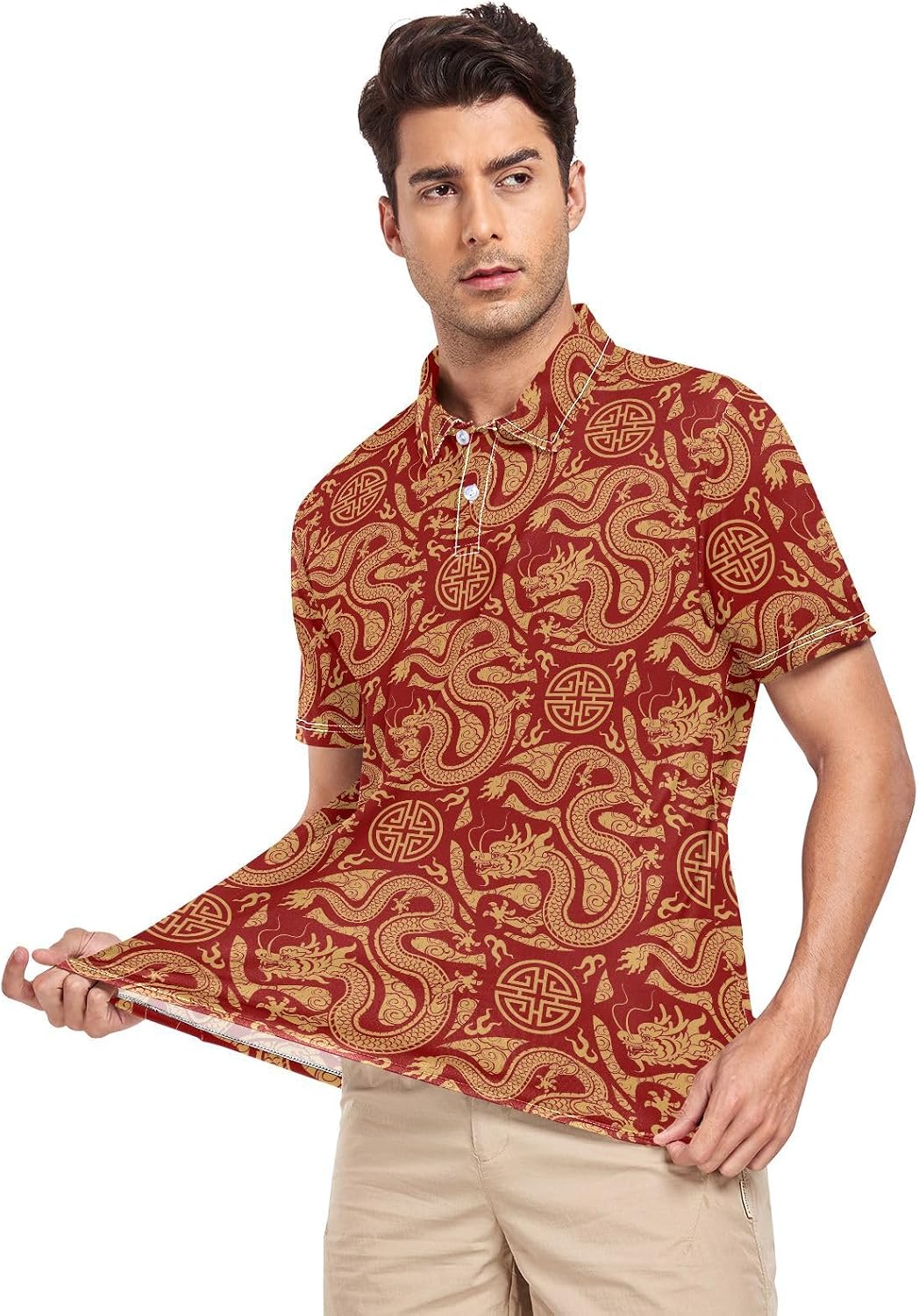 Crane Bird Cloud Men's Polo Shirts Short Sleeve Quick Dry Athletic Outdoor Sports Golf Shirts S-XXL