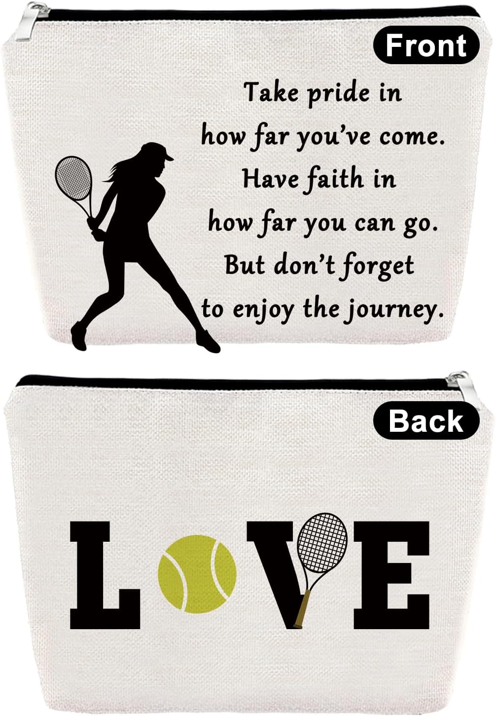 Tennis Gifts Makeup Bag Inspirational Gifts for Tennis Player Lover Cosmetic Bag Birthday Graduation Presents for Girls Daughter Sister Niece Travel Toiletry Pouch Christmas Friendship Keepsake
