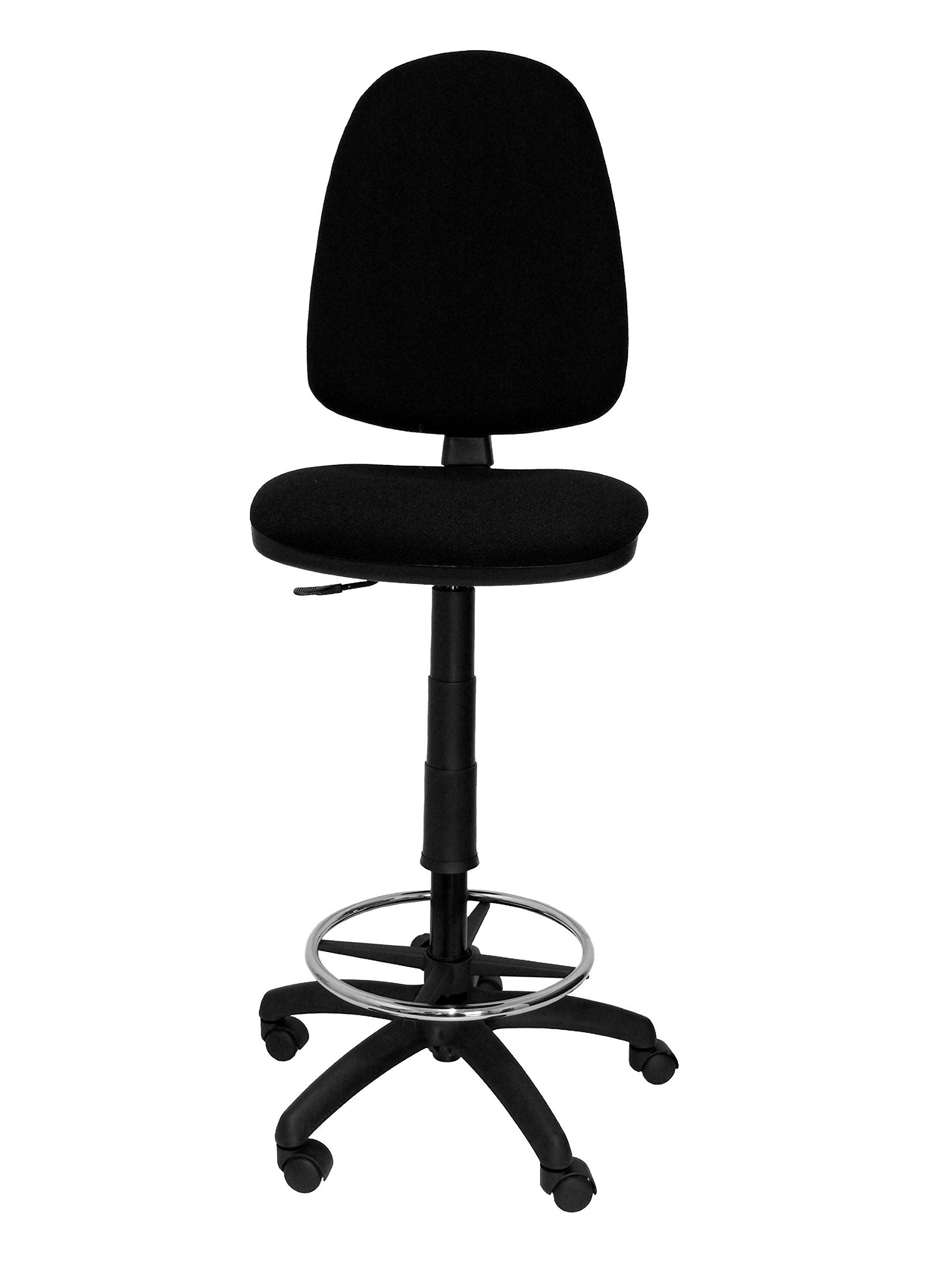 Piqueras y Crespo T04CP Sgabello ergonomico, altezza regolabile e anello poggiapiedi nero