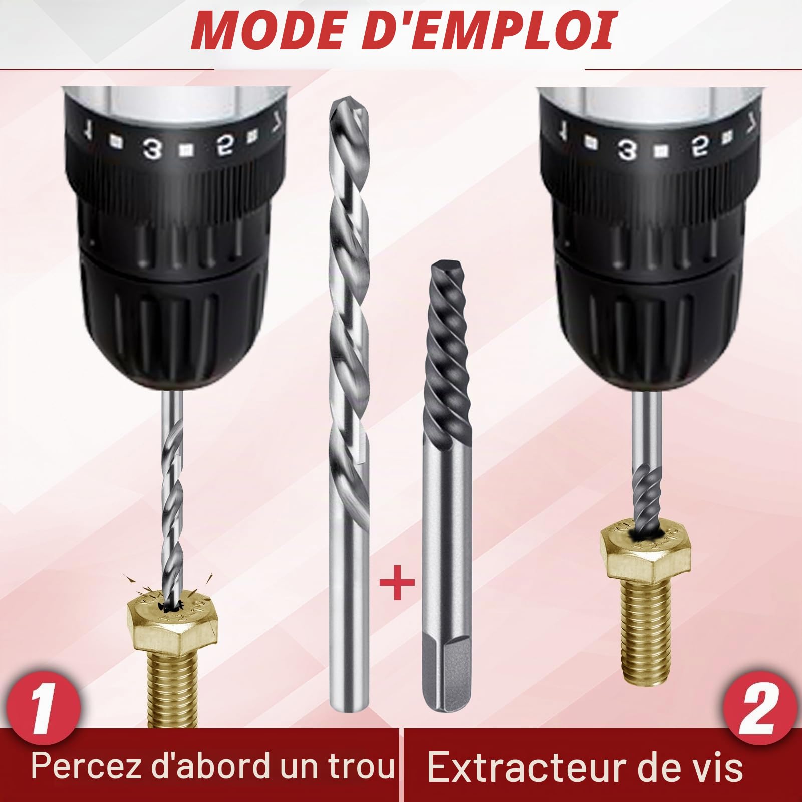 SPEEDWOX 26pcs extracteur de vis et forets main gauche Set Easy Out Kit extracteur de vis outils de démontage de boulon multi-cannelures foret main gauche extracteur de tête hexadécimal extracteur de