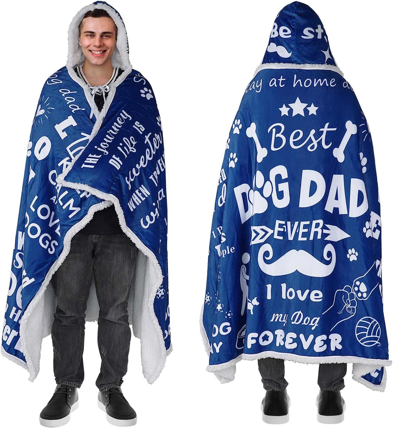 BomblineDog Dad Gifts for Men,Dog Dad Wearable Blanket Hoodie,Father's Day Gifts for Dog Dad,Gifts for Dog Dads,Best Dog Dad Ever Gifts,Dog Dad Gifts for Men Funny,70.8" X 47.3"