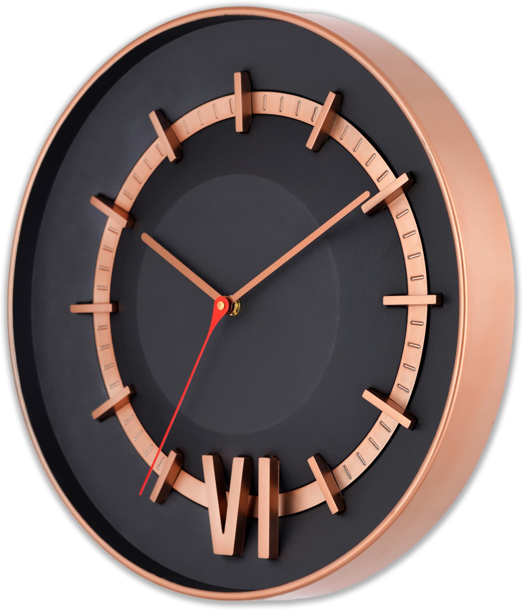 Masstone Silent Sweep Luxury Large Round Black Copper Wall Clock, 35x35cm with Glass, Ideal for Living Room, Office, Reception (B0DFMM2QK4) Amazon Price History, Amazon Price Tracker