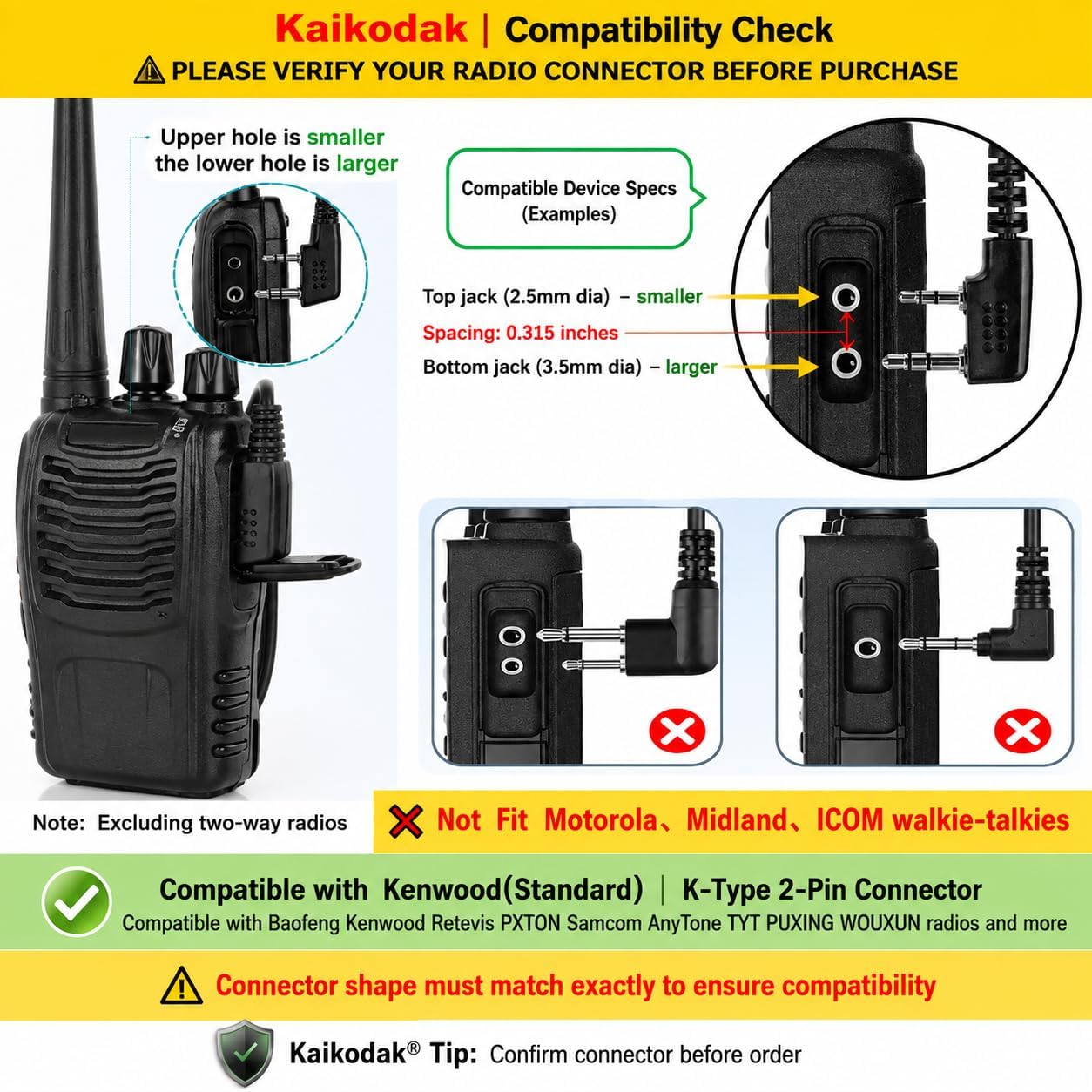 Soft Silicone Earhook Headset Earpiece with Mic for Baofeng Radios image 2