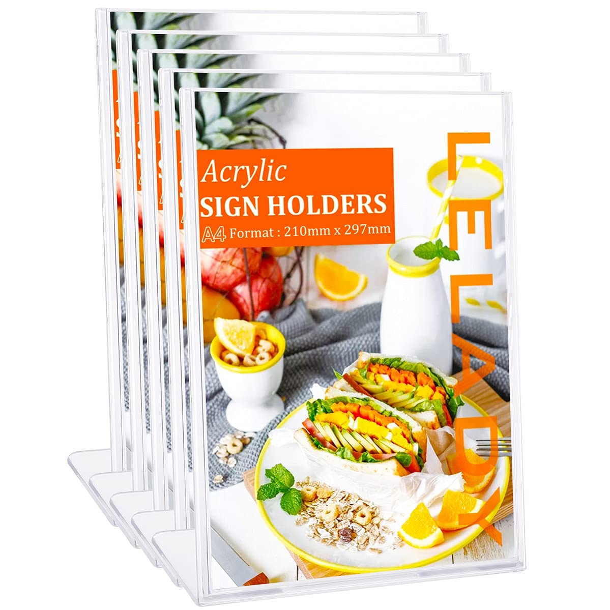 Buy 5 x A4 Acrylic Sign Holders Menu Lean to Perspex Leaflet Display