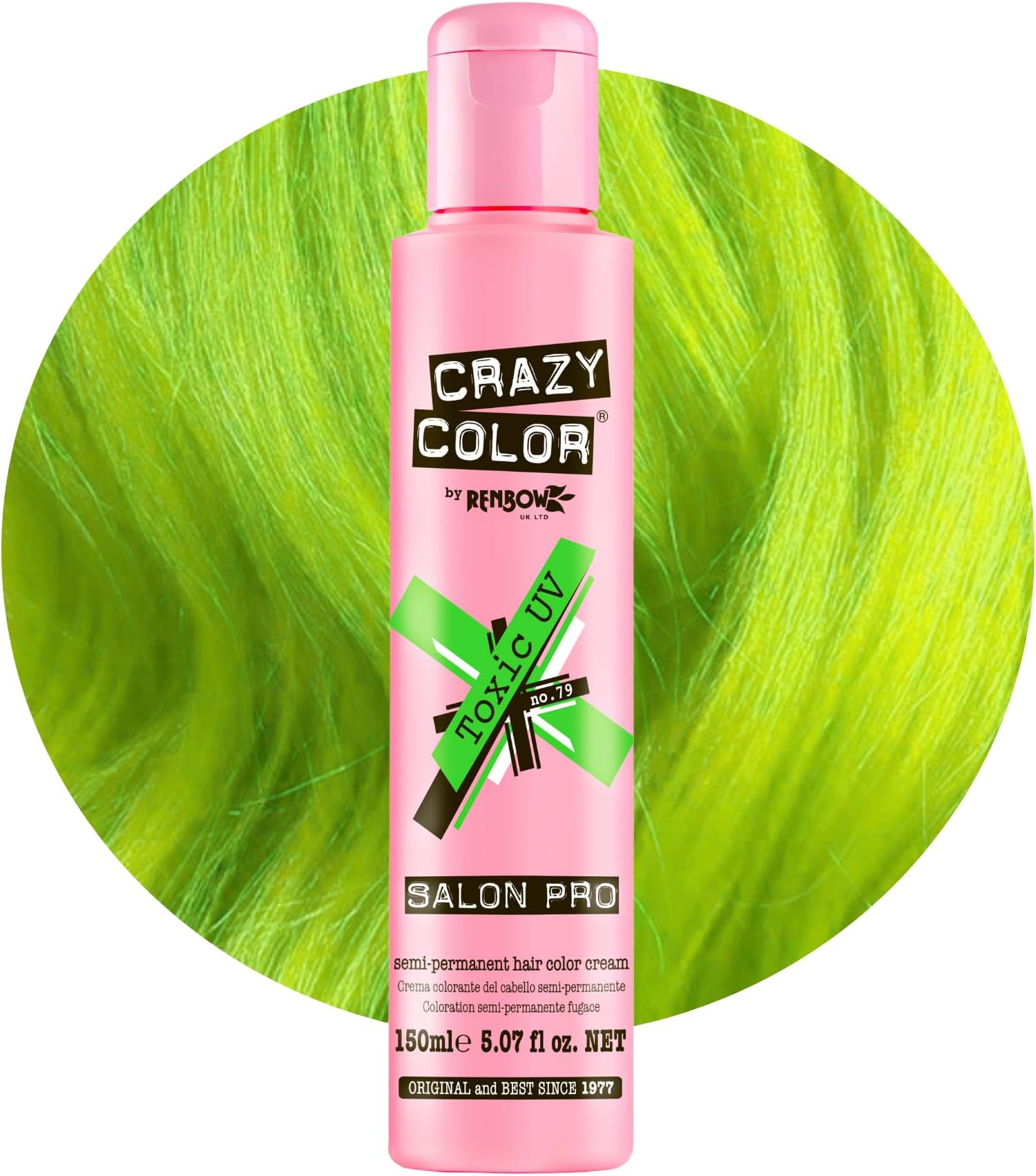 Toxic UV Semi-Permanent Hair Dye. Highly Pigmented Neon Green Conditioning & Oil Nourishing Vegan Formula | No Bleach or Ammonia | Limited Edition 150ml Size