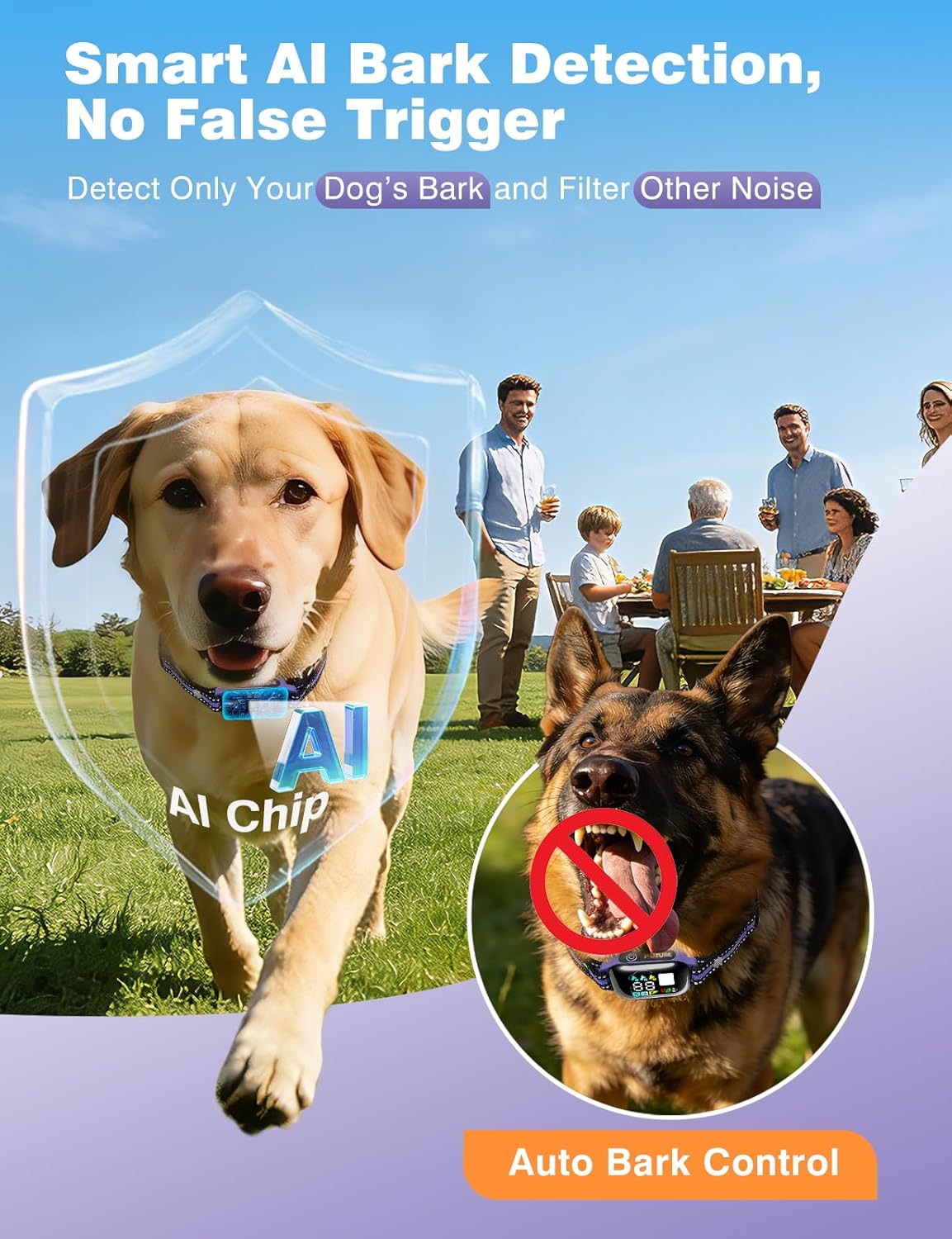 2-in-1 Dog Shock & Bark Collar Combo - New Updated Smart Auto Bark Collar & 3300Ft Remote Training Collar with 3 Training Modes for 7-120lbs Small Medium Large Dogs, Flashlight, Security Lock