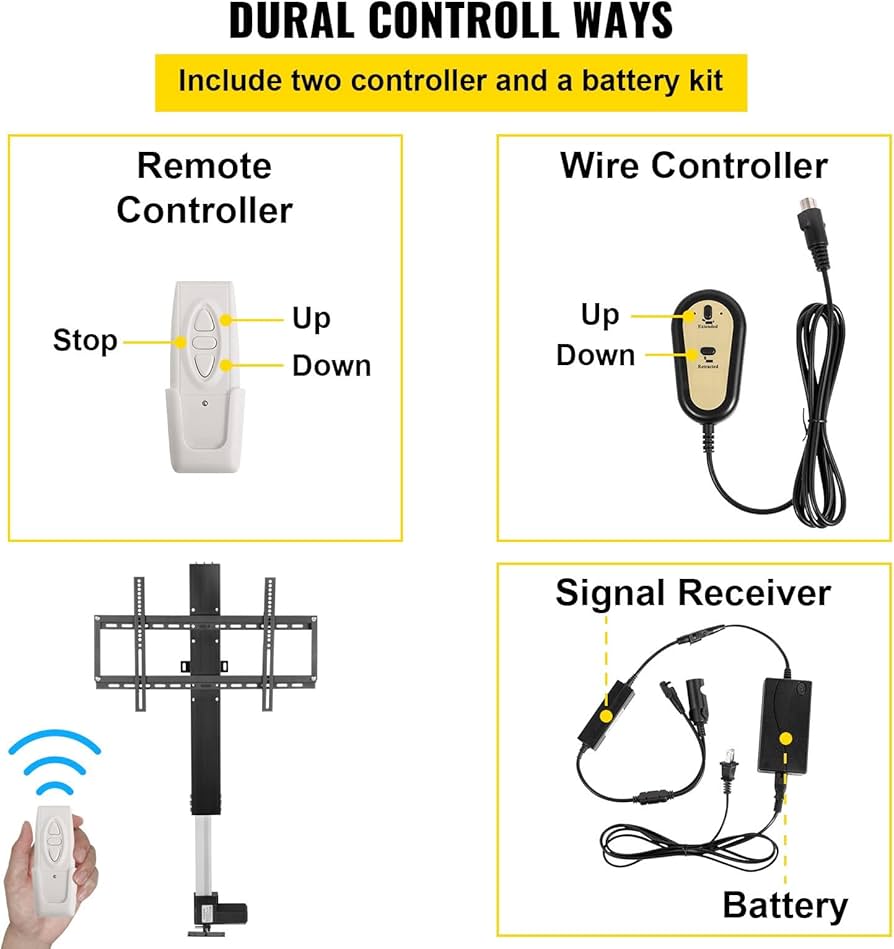Amazon.co.jp: 電動テレビマウント、自動昇降機能付き伸縮式電動