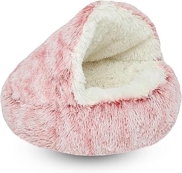 Calming Dog Bed Fluffy Plush Pet | Bed Donut Cuddler Nest Warm Soft Plush Dog Cat Cushion with Cozy Sponge Non-Slip Bottom Washable Anti Anxiety Small Medium