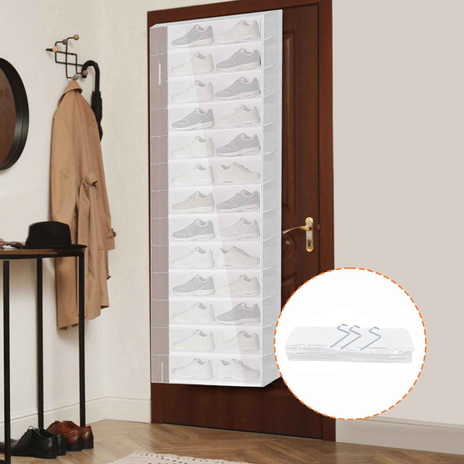 Organizador De Zapatos Para Puerta 26 Bolsillos Ahorro De Espacio | Colgable Y Plegable Para Calzado Botas Zapatillas De Entrada Y Dormitorio