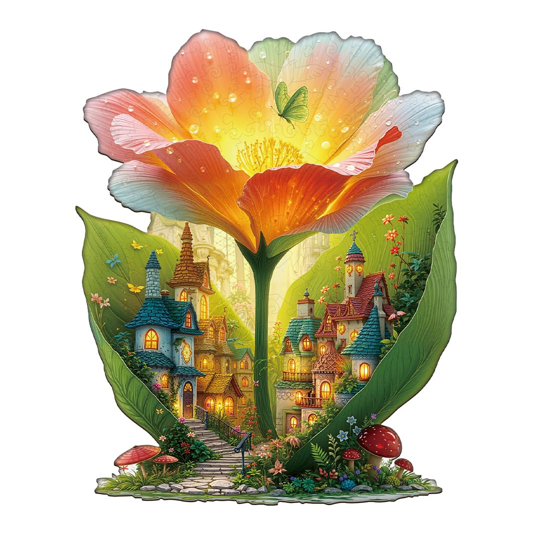 WOODBESTS Wooden Puzzles for Adults, Kingdom in Bloom Wooden Puzzle, Irregular Unique Puzzles, Beautiful Gifts for Puzzle Lovers (13.4 * 10.7 in 240pcs)