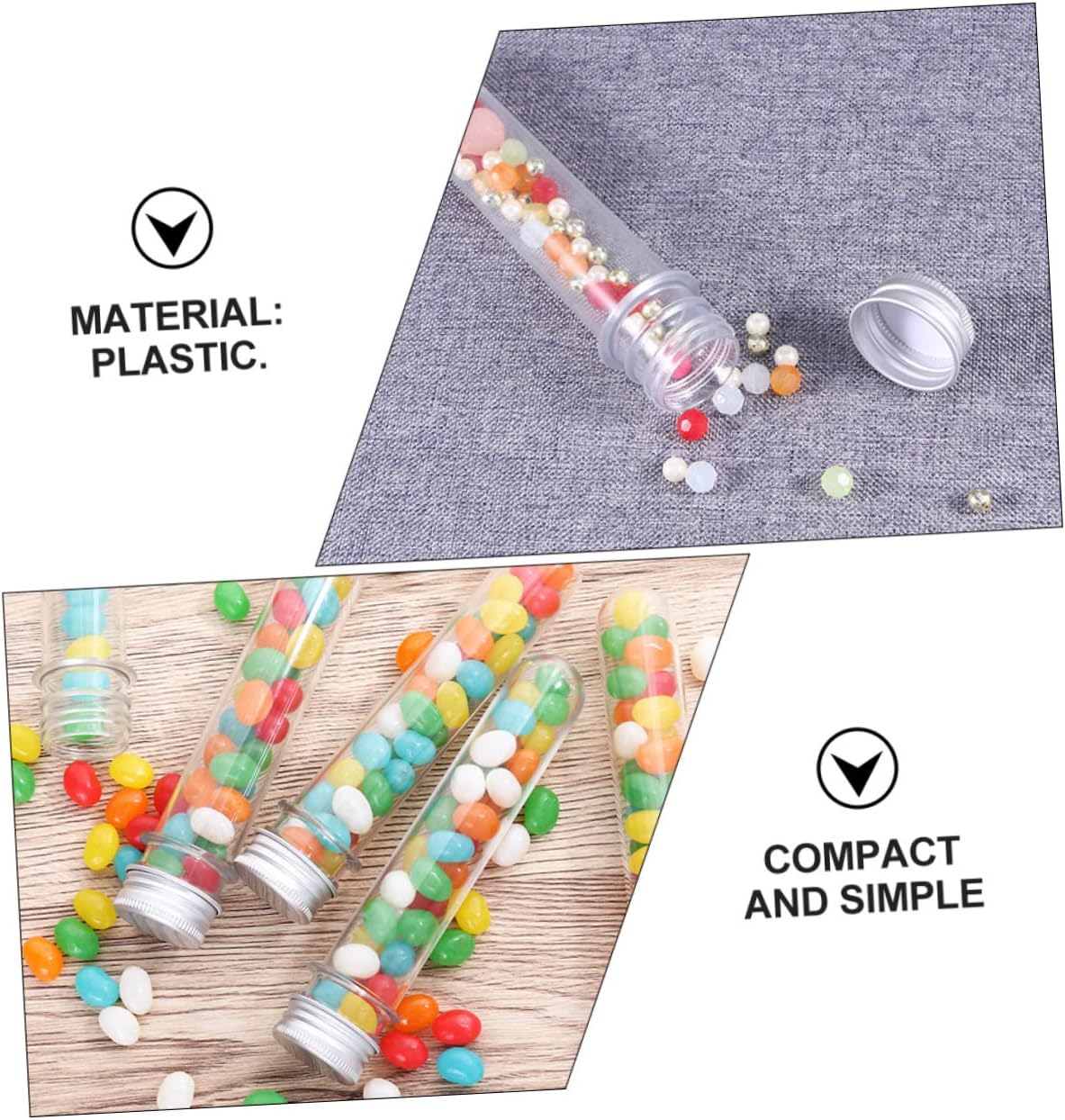 Ciieeo 50Pcs Tube Bottles Cylindrical Storage Tubes for Candy Bath Salt and Pills Lightweight Easy to for Crafts and Labs