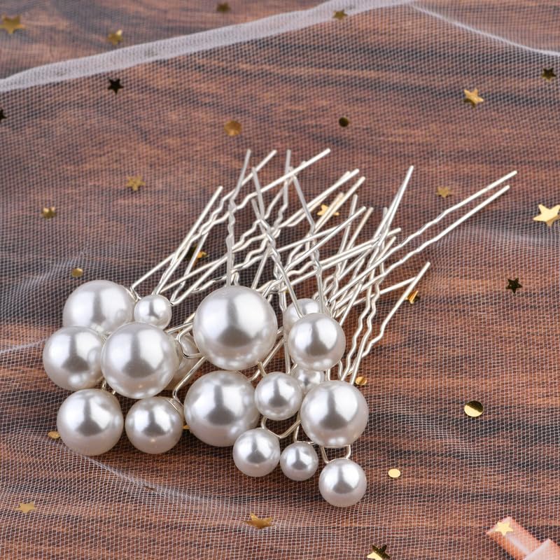 AsflyWhite Pearl Juda Hair Pins & Clips Elegant Hair Accessories for Bun Braid and Bridal Styles Juda Pin/Bun Stick, Hair Accessories for Girl & Women HH-1033