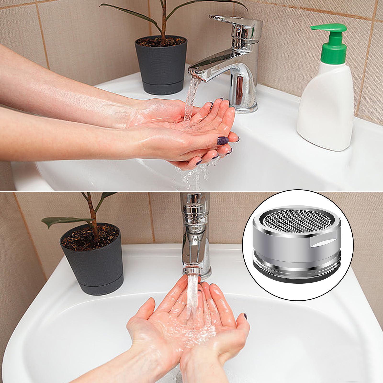 3 piezas de agua hansip – Aireador M24 – colador de grifo – Boquilla mezcladora con filtro de acero inoxidable incluye rosca exterior metálica con junta (rosca exterior de 24 mm)