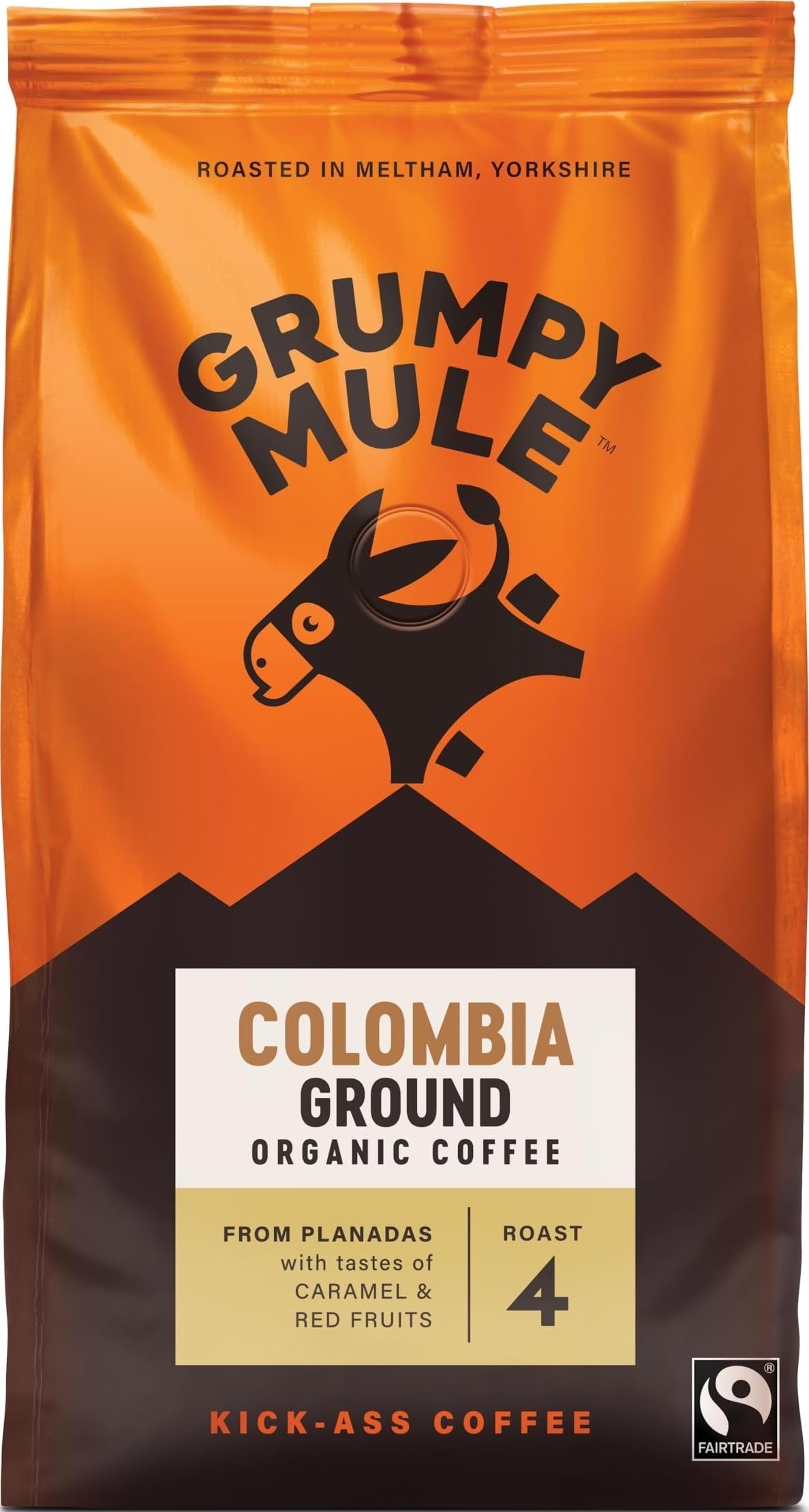 Grumpy Mule Colombia Planadas Organic (Ground Coffee) with notes of Caramel and Red Fruits 200g