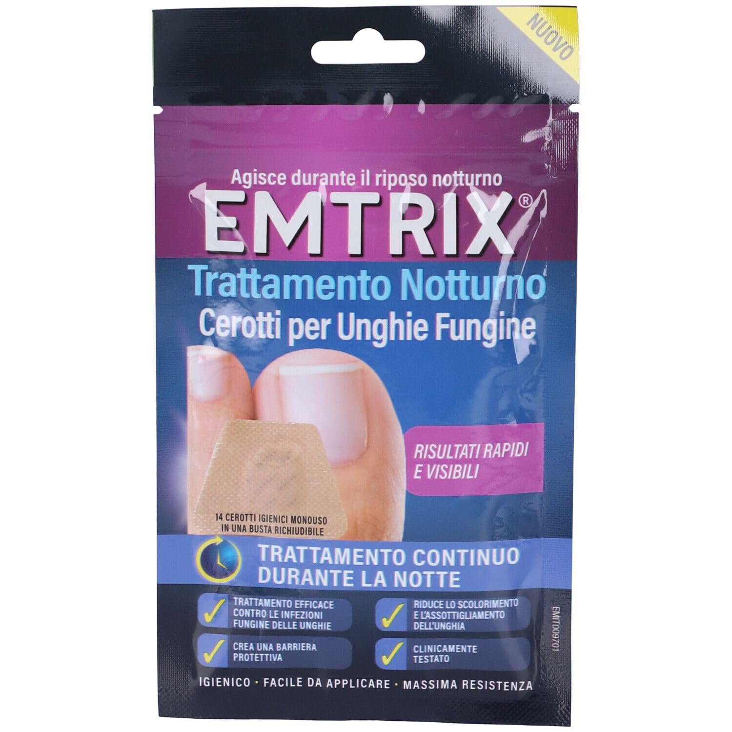 EFAS Emtrix Cerotti per unghie fungine Trattamento Notturno, 14 cerotti