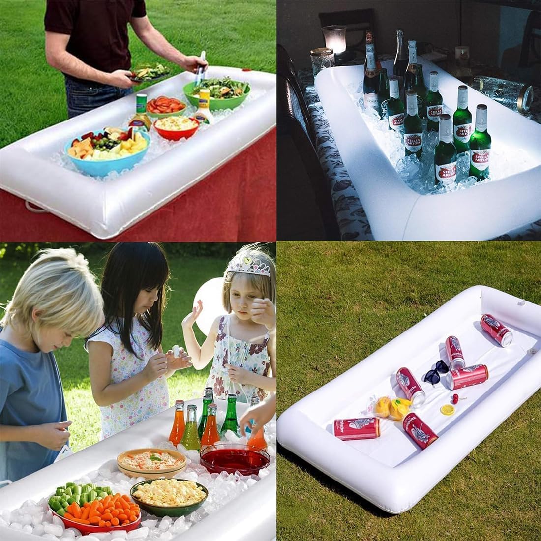 Inflatable Serving Bar & Mesh Food Covers Set, Party Supplies for Picnics Pool Bar Outside Include 1Pcs 53"*25" Inflatable Serving Bar Buffet Cooler, 1Pcs 40"*24" Food Tents