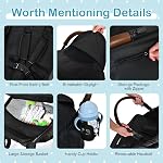 HONEY JOY Poussette bébé, pliable High Landscape Carrier pour bébé avec couverture de pied, dossier réglable & Canopie, roues de suspension & Panier de rangement, Poussette poussette pour garçons (Noir)
