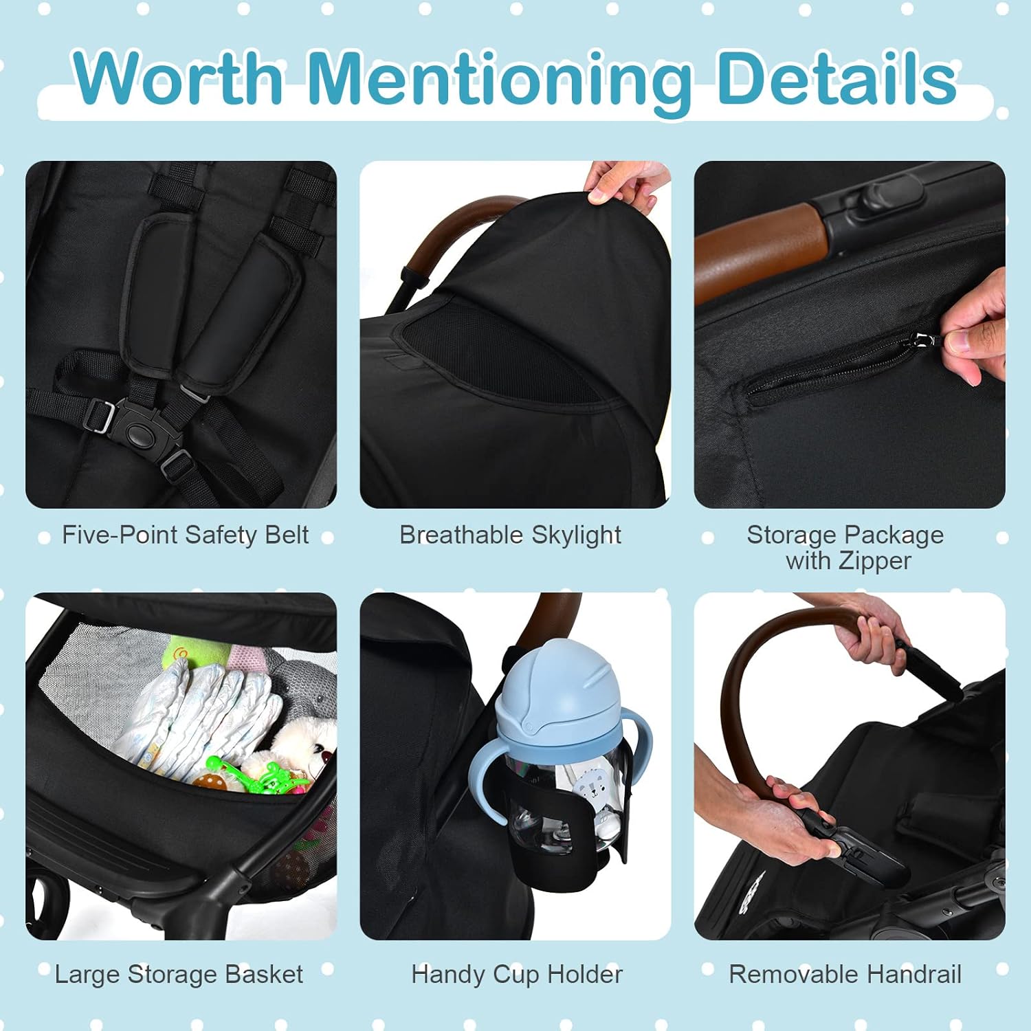 HONEY JOY Baby Stroller, Foldable High Landscape Infant Carriage with Foot Cover, Adjustable Backrest & Canopy, Suspension Wheels & Storage Basket, Newborn Pushchair Stroller for Boys Girls (Black)