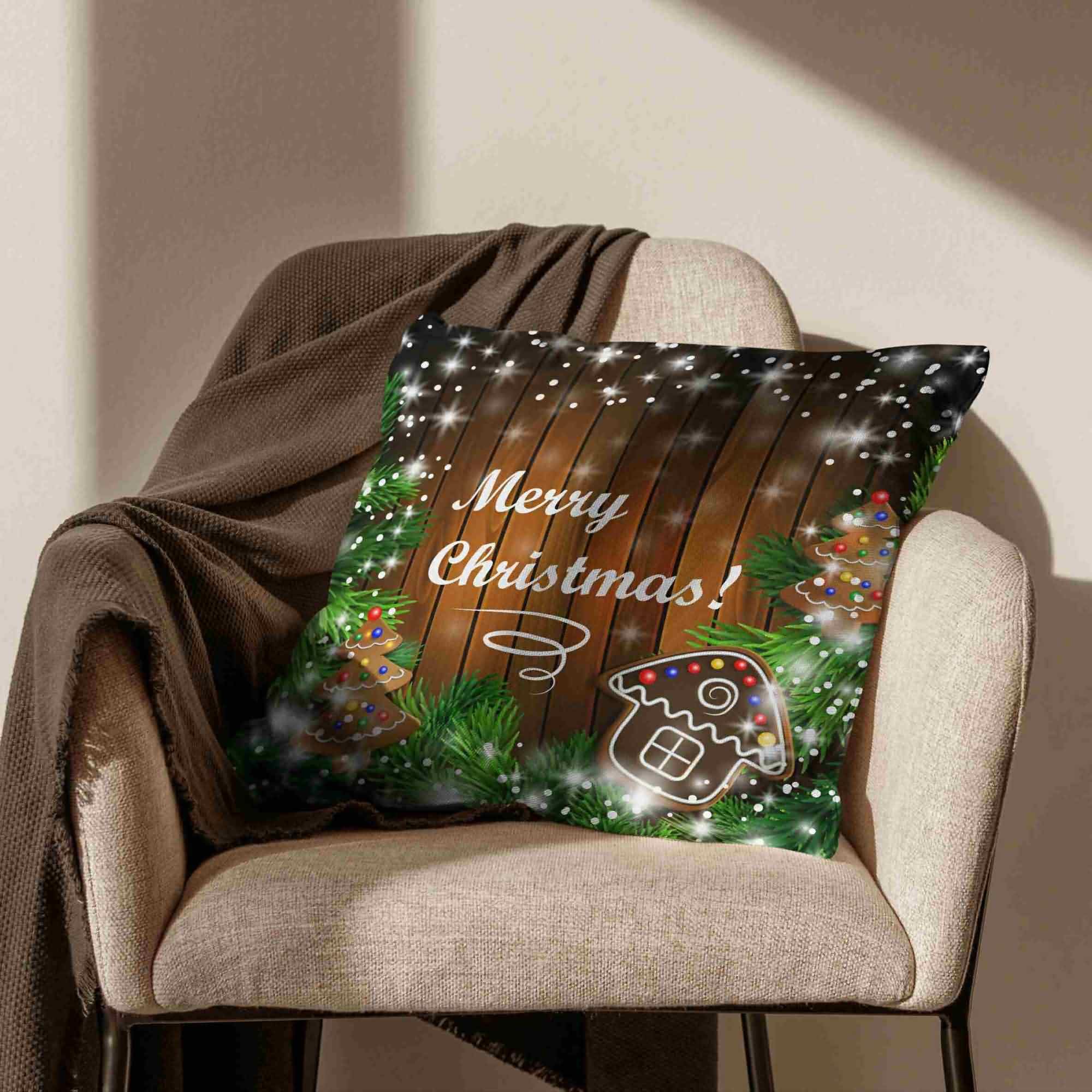 CEVAN Lino Federe Cuscini In Cotone Fodera Per Divano Esterno Natale Copricuscini Federe Federa Divano Tessuto Stampato Per Decorazioni Murali 50x50cm,4Pcs
