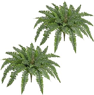 Ferns Artificial Plants 2 Pack Faux Ferns for Outdoor Planter Large Fake...