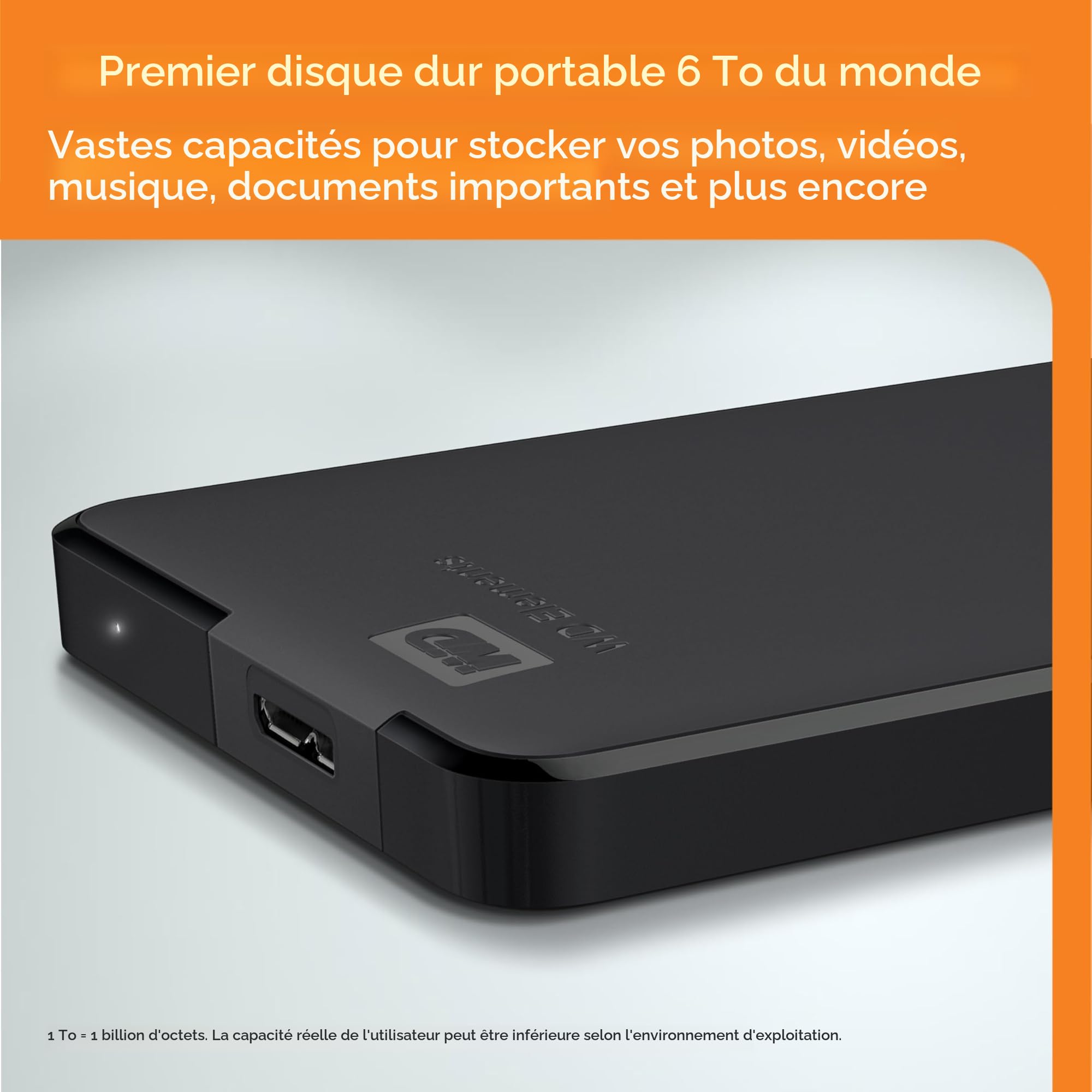 WD 1.5 To Elements Disque dur portable externe - USB 3.0, Plug-and- play, formaté pour Windows, USB 3.0, Noir