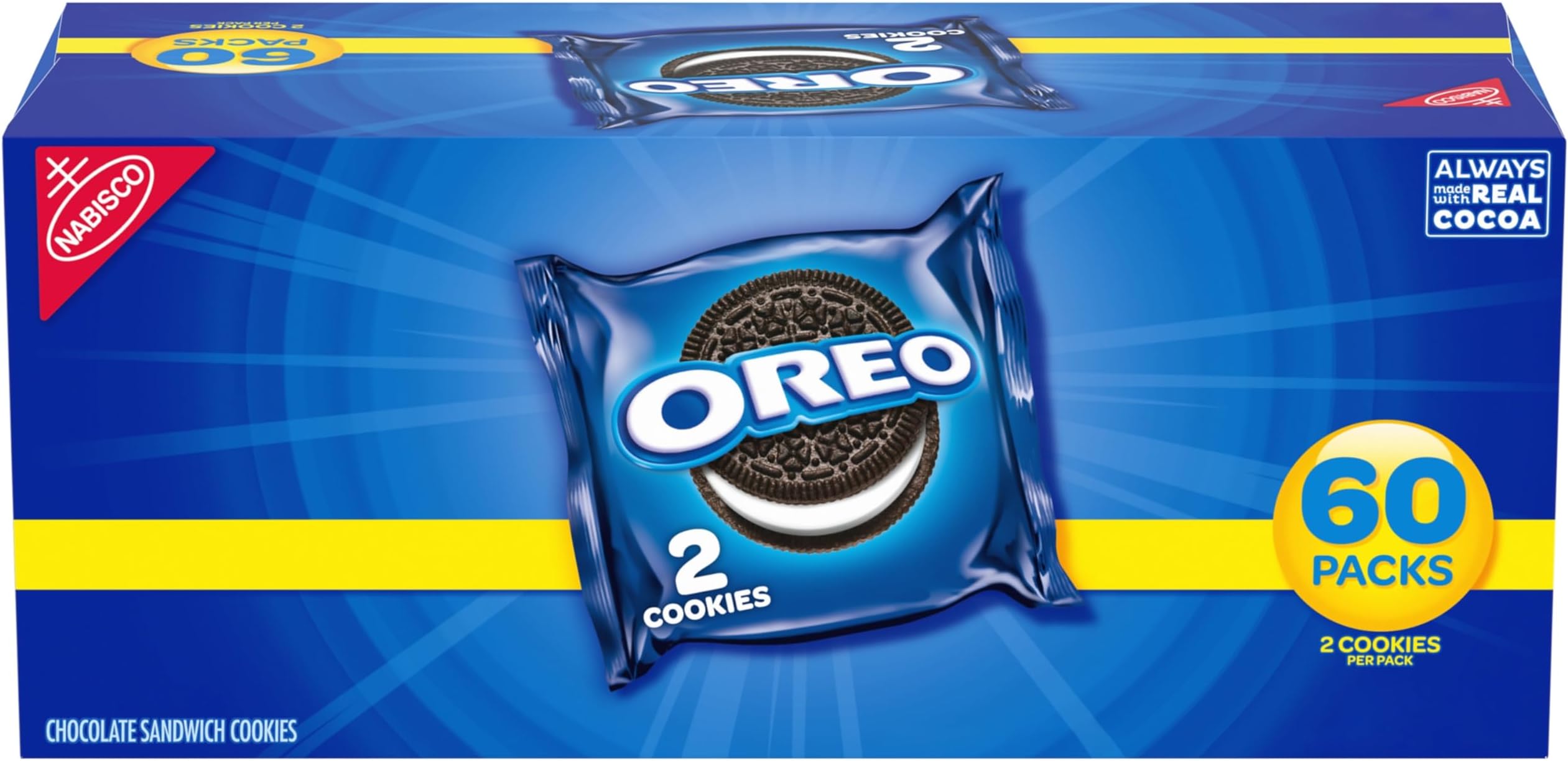 OREO Chocolate Sandwich Cookies, 60 Snack Packs (2 Cookies Per Pack)