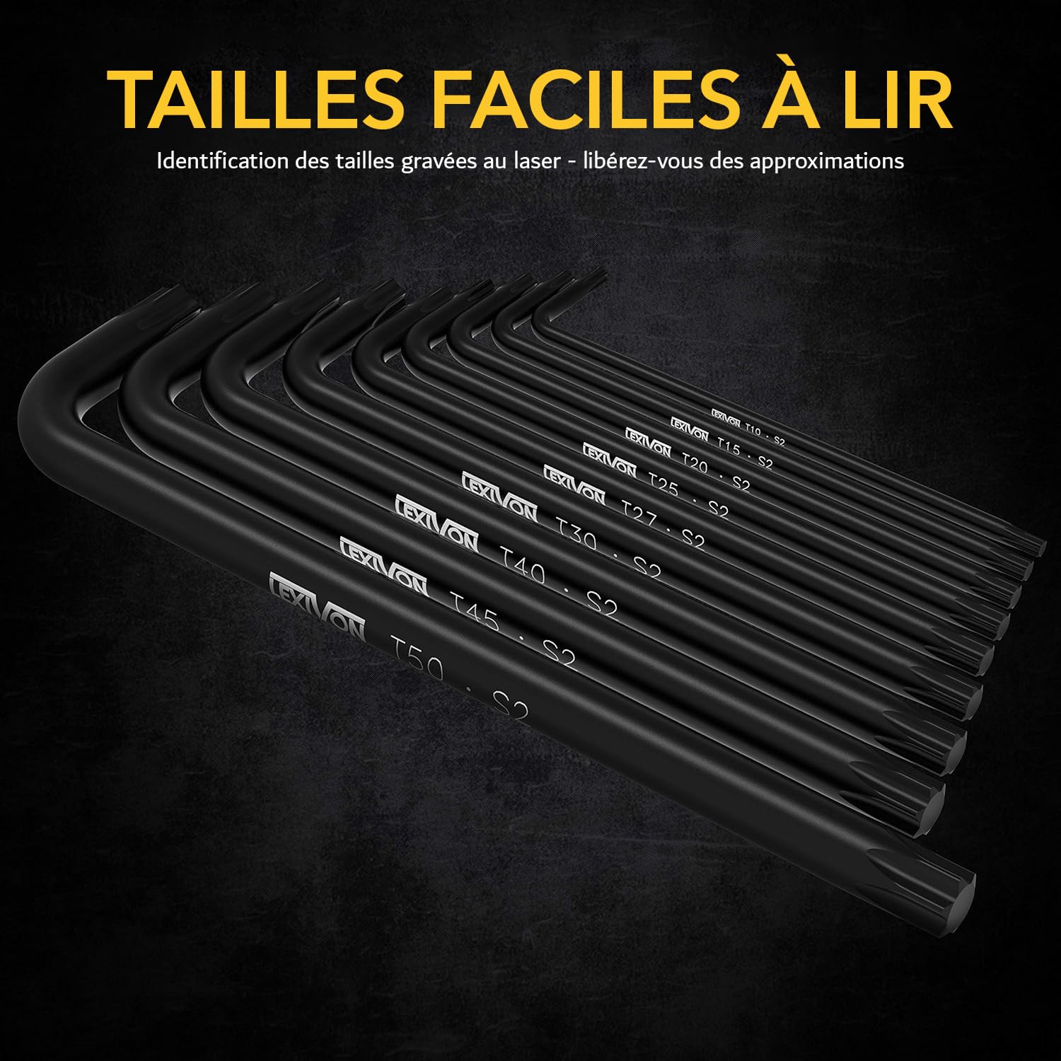 LEXIVON Jeu de 35 Clés Allen Métrique Hexagonal Torx et SAE, Clé Allen Manche Long Mâles pour vis à six pans creux, Métriques: 1,27 à 10mm Impériales Clés: 0.05 à 3/8", Torx: T10 à T50 (LX-131)
