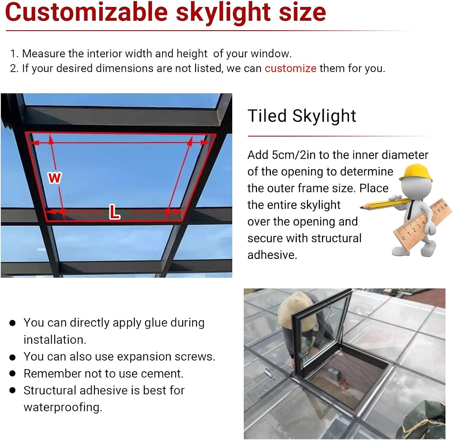 Sun Room Roof Skylights,roof Skylight for Home,Skylight Roof Window, Basement Skylights,Manual Venting Deck Installation Skylight,for Attic,Basement,Sun Room