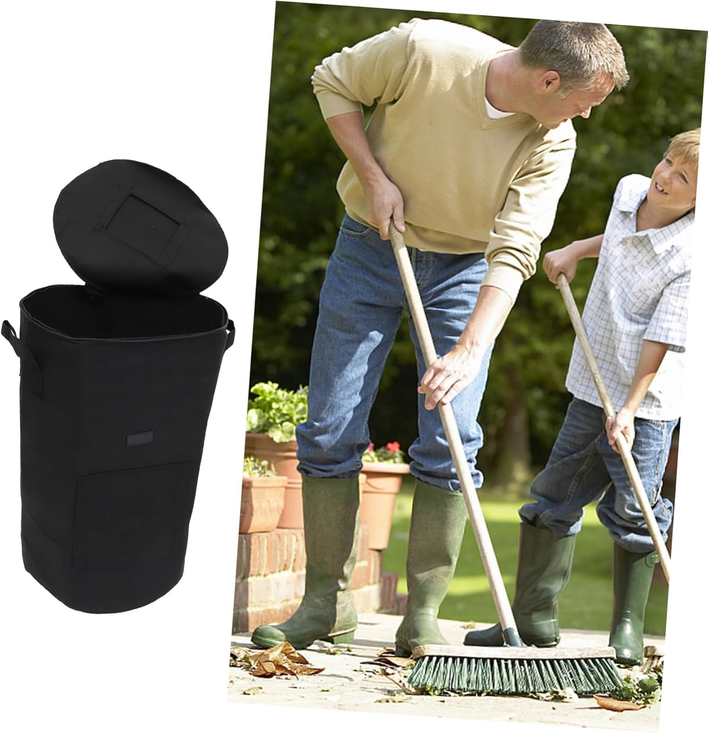 Fallen Leaf Storage Bucket Garden Bags Reusable Compost Bag 125l Black Comfortable Handles Vent Window