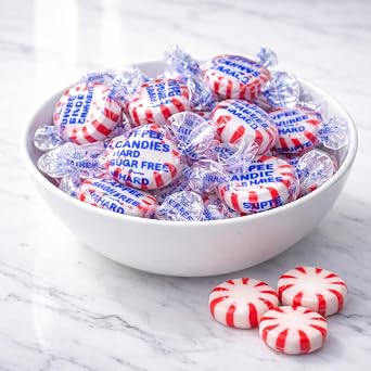 Sugar Free Peppermint Starlights Hard Candy Bulk Old Fashioned Peppermint Candy Individually Wrapped (1/2 LB)