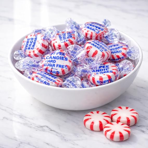 Sugar Free Peppermint Starlights Hard Candy Bulk Old Fashioned Peppermint Candy Individually Wrapped (1/2 LB)