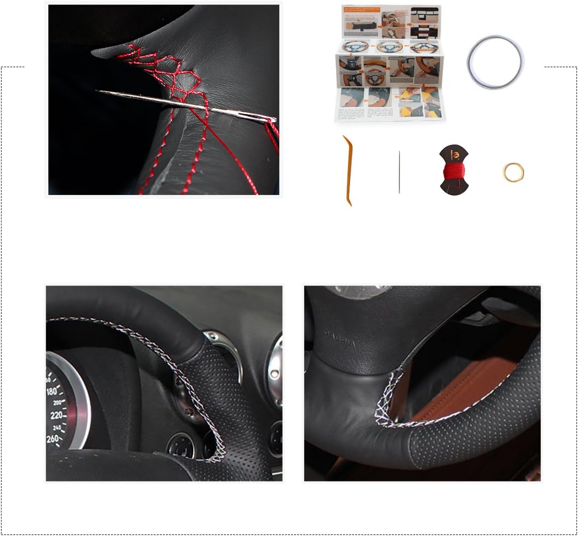 MEWANT DIY Customized Black Artificial Leather Car Steering Wheel Cover for Audi TT 1999-2005 A3 3-Spoke 2000-2003