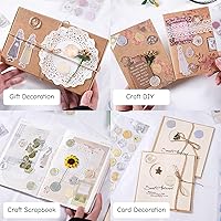 Vista 7 de Calcomanías de sello de cera ámbar transparente, 54 piezas de sellos de sobres con temática floral, calcomanías adhesivas para Navidad, invitaciones