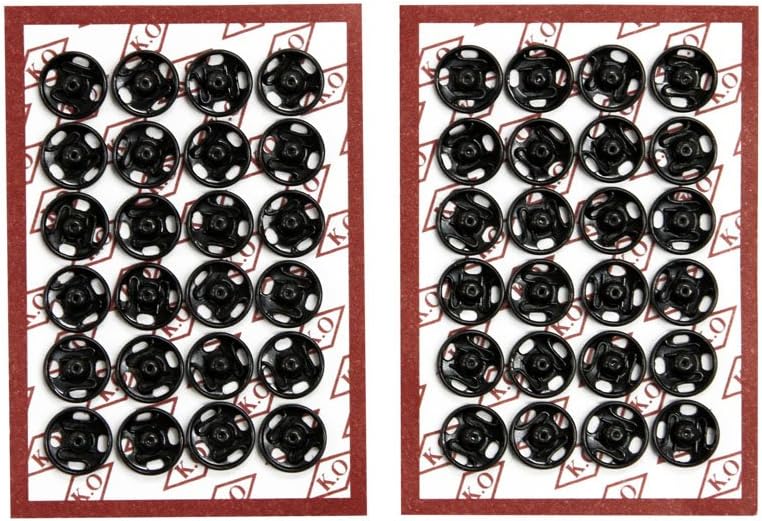 144 Sets of High Quality Sew-on Snaps, 8mm, Black