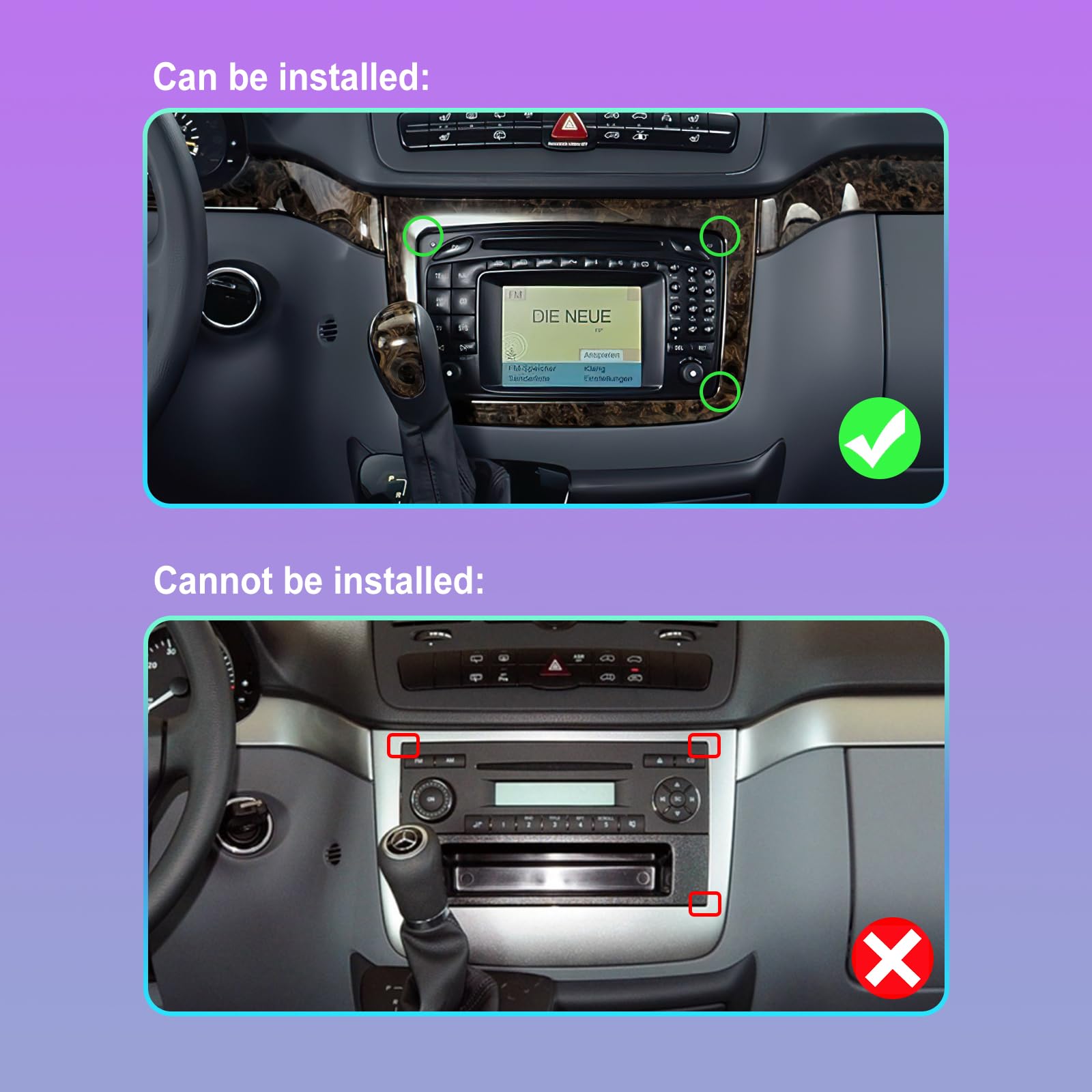Autoradio Android 4+64G pour Mercedes Benz Viano 2004-2011 / Vito 2010-2015, écran Tactile IPS 9 Pouces 1280×720, CarPlay sans Fil, Android Auto, GPS, WiFi, DSP + Caméra AHD
